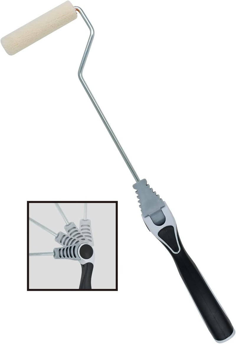 Rolling Dog Mini Roller - 4Inch Extender Multi Angle Long Handle with Velour Paint Cover for Detail Painting at Awkward Corners and Architrave, Behind Radiators(Overall Length 19In) - Image 1